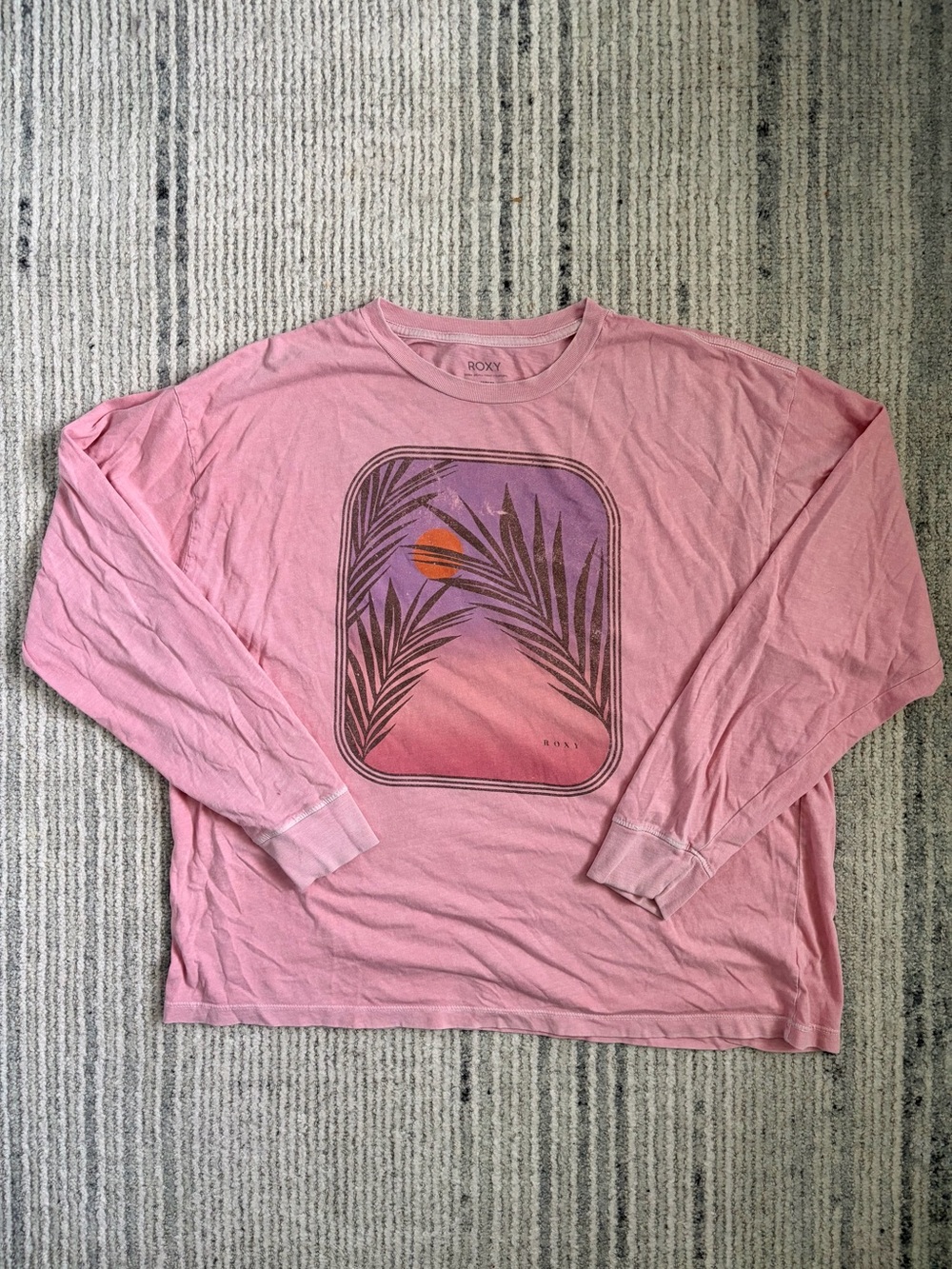 Roxy Women’s Pink Long-Sleeve Graphic Shirt Size M